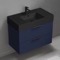 Blue Bathroom Vanity With Black Sink, Floating, 32